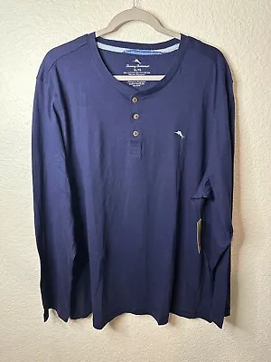 Tommy Bahama Polo Shirt Mens XL Tall  Dark Blue Long Sleeve Golf Casual NEW! • $39.87