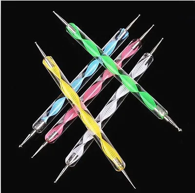 5pcs 1 Set 2-Way Dotting Pen Marbleizing Tool Nail Art Design Dot Paint Tools US • $5.98