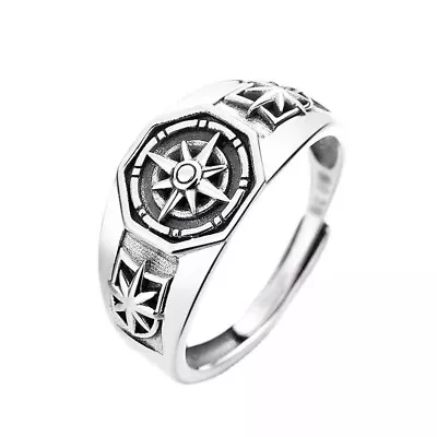 NEW 925 Silver Mens Viking Compass Ring Viking Stainless  Ring Nordic Gift UK • £2.99