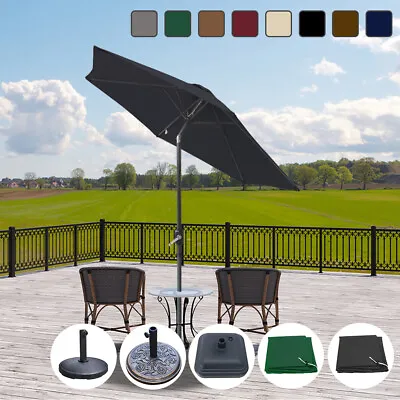 Outdoor 3M Garden Round Parasol Patio Sun Shade Umbrella Canopy With Tilt Crank • £20.99