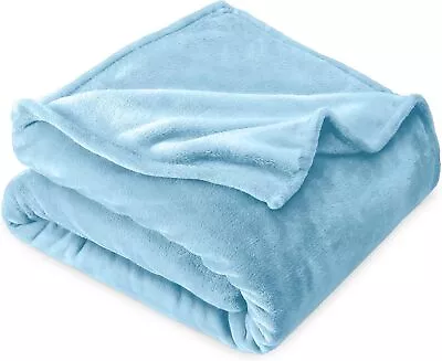 Microplush Fleece Blanket Full Queen Blanket Light Blue Lightweight Soft • $61.23