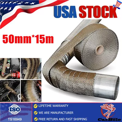 2  X50ft Roll Header Turbo Pipe Titanium Manifold Exhaust Heat Wrap Tape 10 Ties • $22.59