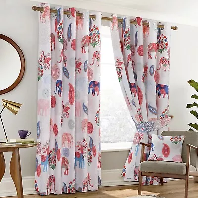 Eyelet Bedroom Eyelet Curtains Pair Bedroom Mandala Elephant Paisley 66 X 72 Inc • £19.99