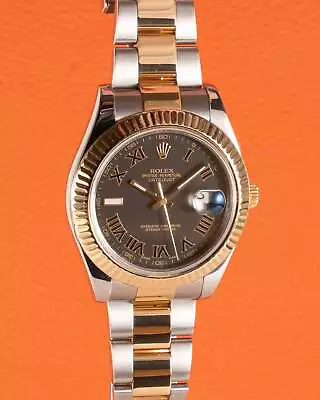 Rolex Datejust II 41mm Two Tone Yellow Oyster Bracelet Fluted Bezel And Roman N • $11740.97