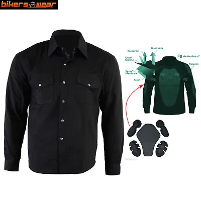 Bikers Gear Australia Motorcycle Cotton Flannel Kevlar® Lined Shirt Black • $139.99
