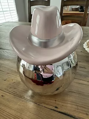 RARE Disco Ball Cookie Jar W/ Pink Cowgirl Cowboy Hat Ceramic 10  NEW • $48