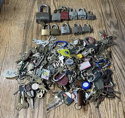 Mix Lot Vintage Metal Keys LOCKS 11 LBS  Auto HOUSE MASTER AMERICAN-LOCK BRASS • $2.25