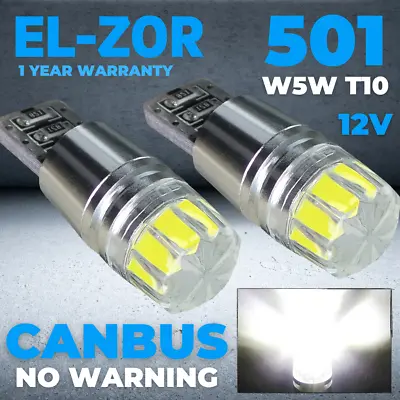 VW 501 T10 Led Car Side Light Bulbs Canbus Error Free Smd W5w Xenon White Bulb • £5.89