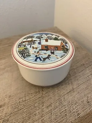 Villeroy And Boch Collectible Naif Christmas Trinket Box 5” Winter Covered Bowl • $15.98