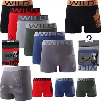 Boxer Shorts Underwear Wild Men's Trunks Seamless Designer Men Underpants 3 Pack • £9.20