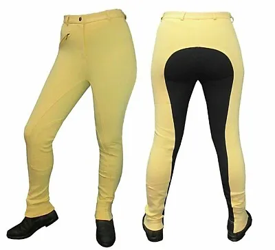 Children's CANARY Two Tone Cotton Jodhpurs Stretchy - Showing Competition Kids • £15.99