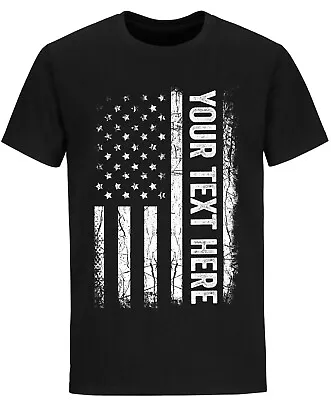 Custom Made Shirt USA Flag Patriotic Personalized T-shirt Your Own Printed Text • $19.99