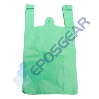 £6.79 • Buy 100 Large Green Strong Recycled Eco Plastic Vest Shopping Carrier Bags 24mu