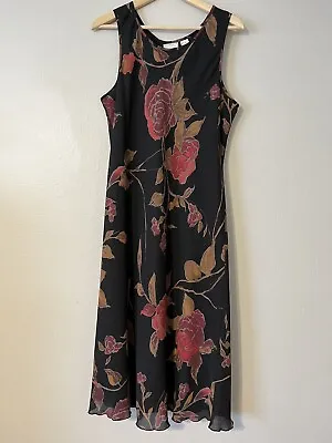 Vintage 90’s Napa Valley Maxi Dress & Jacket Black And Burgundy Floral • $10