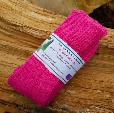 £18.50 • Buy Pink 75% ALPACA Wool Walking Boot Socks With Terry Loop Sole -Thermal Warm Cosy