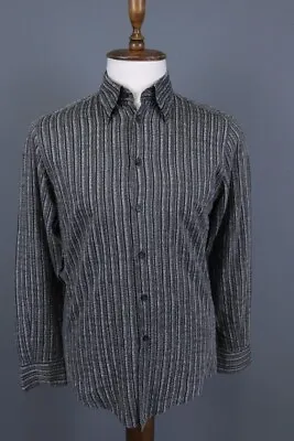 Versace Classic Gray Striped Printed Long Sleeve Button Down Shirt Size 39 • $225
