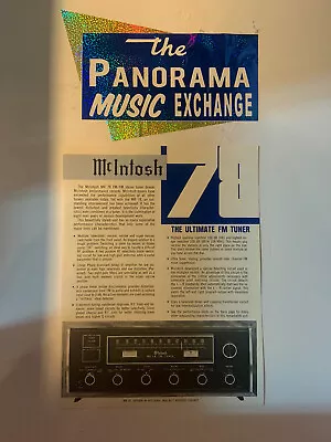 Vintage McIntosh MR-78 FM Tuner Dealer’s Sheet • $50