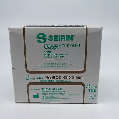 SEIRIN Acupuncture J Type Needles 100 Pieces Japan No. 8 (0.30) X 30mm Exp 11/25 • $25.08