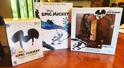 Epic Mickey Lot: Controller Charger Game Figurine Wii Skins & Strategy Guide • $309