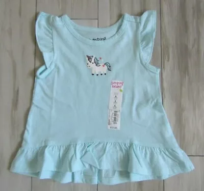 Jumping Beans Baby Girl's Green Unicorn Sleeveless Tunic Size 6 Months NWT • $8.99