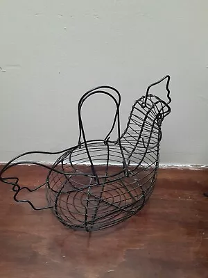 Vintage Wire Chicken Egg Basket With Handles Rustic Farmhouse Country  • $25.39