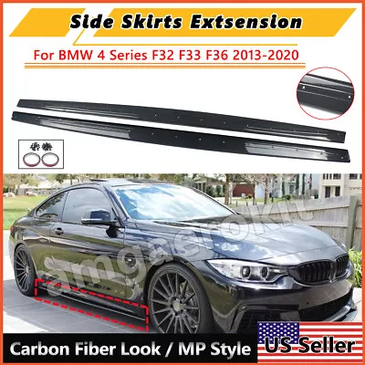 Carbon Style Side Skirts For 14-20 BMW F32 F33 F36 430i M4 M Sport Extension Lip • $109.99