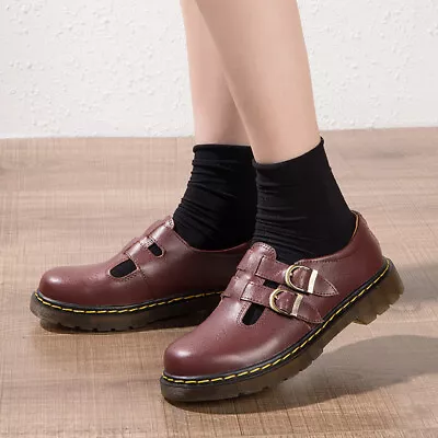 Women Ladies Flats Shoes Buckle Strap Mary Janes Shoes Round Toe Leather Oxfords • $39.43
