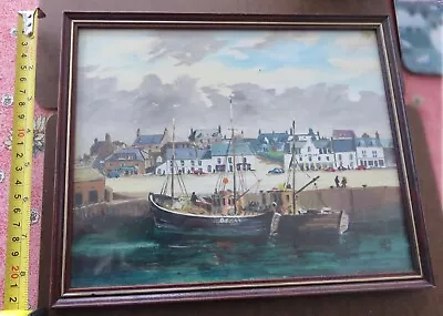 Macduff Scotland Oil Painting Of Harbour Signed AGBH 95 • £30