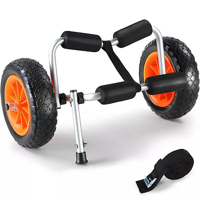 VEVOR 250lbs Foldable Kayak Canoe Boat Carrier Dolly Cart With 10'' Solid Tires • $42.29