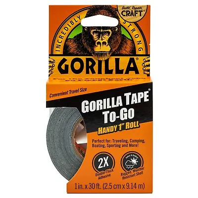 Gorilla Black Duct Tape To-Go 1 In X 30 Ft Single Roll - Free Shipping USA • $6.55