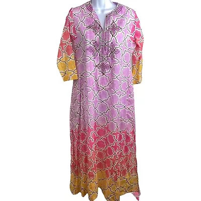 Roberta Roller Rabbit Maxi Kurta Dress Cotton India Sz S Est Soft Tropical • £25.59