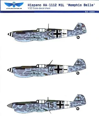 Buchon Scale Models Decals 132 HISPANO HA-1112 M1L  Memphis Belle  Movie • $14.99