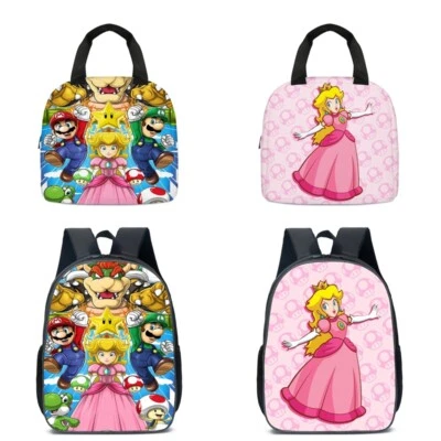 £12.66 • Buy Kids Super Mario Princess Peach Backpack Rucksack Student School Lunch Bag Gift