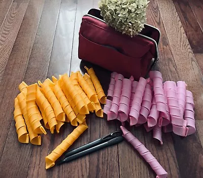 40pc Elastic Hair Curlers Clips Bendy Rollers Curlformers Magic W/ Case • $29