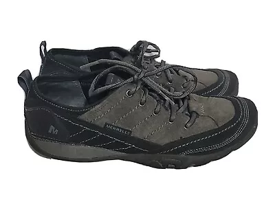 Merrell Women's Mimosa Gray Black Suede Lightweight Hiking Shoes Size US 8 • $25