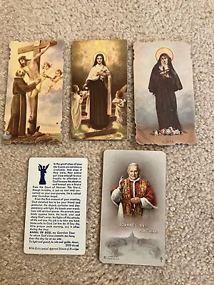 $3.49 • Buy 5 Vintage Catholic Holy Cards St Francis Rita Pope John XXIII Mary Italy Lot