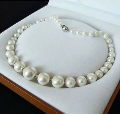Genuine 6-14mm White South Sea Shell Pearl Round Beads Jewelry Necklace 18'' • $3.79