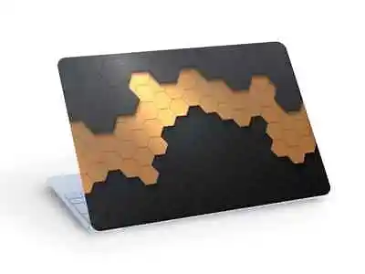 Gold HEXAGONS LAPTOP SKIN Sticker Gold Honeycomb Laptop Skin - Custom Size • £10.76