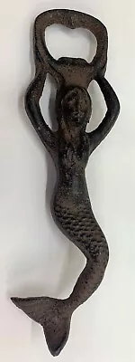 Mermaid Beer Bottle Opener Cast Iron Hand Held Rustic Nautical Decor 7  Long • $3.99