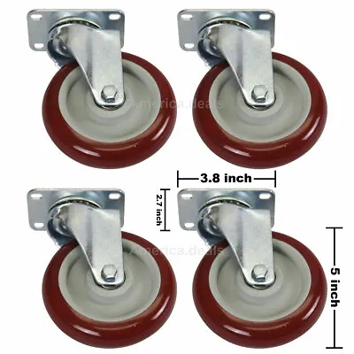 4 Pack 5 Inch 5'' Caster Wheels Swivel Plate Casters Polyurethane • $29.99