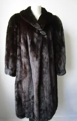 Women's Sz 14 Dark Ranch Mink Fur Coat Jacket MINT+ • $350