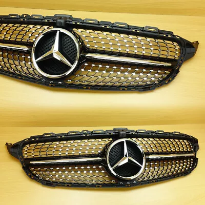 Diamond Design BENZ C-class W205 C450 A Type 15-18 Shiny Black Front Grille • $231.76