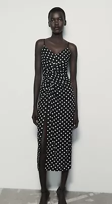 ZARA Linen Blend Polka Dot Dress M & L • $42