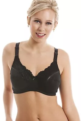 Camille Womens Non Wired Full Cup Black Mastectomy Bra - Bilateral Pockets • $24.85