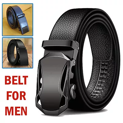 Microfiber Leather Mens Ratchet Belt Belts For Men Adjustable Automatic Buckle • $9.99