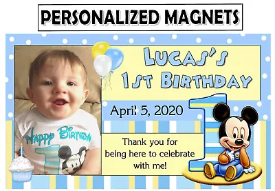 12 Baby Mickey Mouse 1st Birthday Party Favors Photo Magnets • $13.99