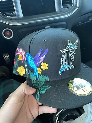 New Era Mens Florida Marlins Cooperstown Blooming 59fifty Hat Size 7 3/8 • $35