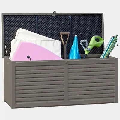 Garden Gear Grey Lockable Storage Patio Box Sit-on Lid Secure Outdoor Seating • £69.99