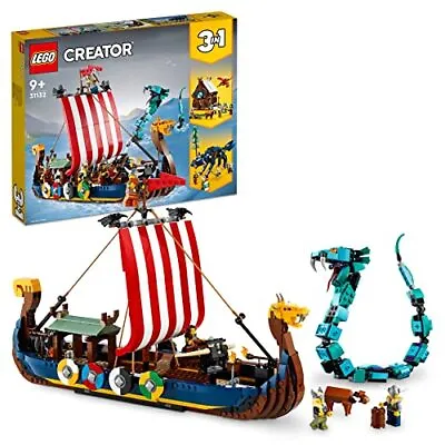 £89.56 • Buy LEGO 31132 Creator 3-in-1 Viking Ship With Midgard Snake, 4 Minifigures