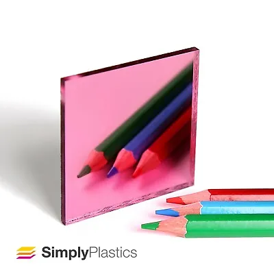 Plaskolite® Pink 1450 Acrylic Mirror Perspex Plastic Sheet Panel / A4 A3  • £9.40